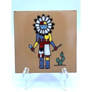 Hopi Indian Pottery Tile Hot Trivet Mural Colorful Decor